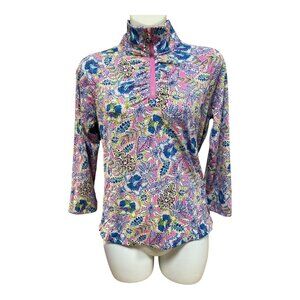 Stella Parker Sport Pullover Womens Small Paisley Floral 1/4 Zip Golf Tennis